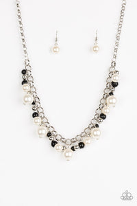 The Upstater - Paparazzi - Black and White Pearl Fringe Necklace