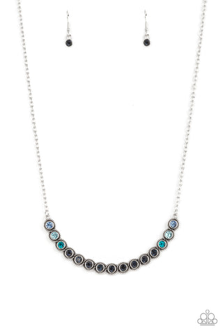 Throwing SHADES - Paparazzi - Blue Ombre Rhinestone Silver Necklace