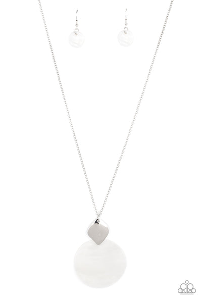 Tidal Tease - Paparazzi - White Iridescent Shell Pendant Necklace