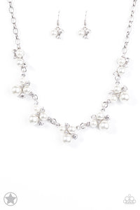 Toast To Perfection - Paparazzi - White Pearl and Rhinestone Blockbuster Necklace