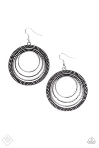 Totally Textured - Paparazzi - Silver Studded Circular Earrings