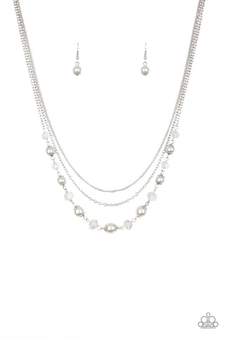 Tour de Demure - Paparazzi - White Pearl Crystal Bead Necklace