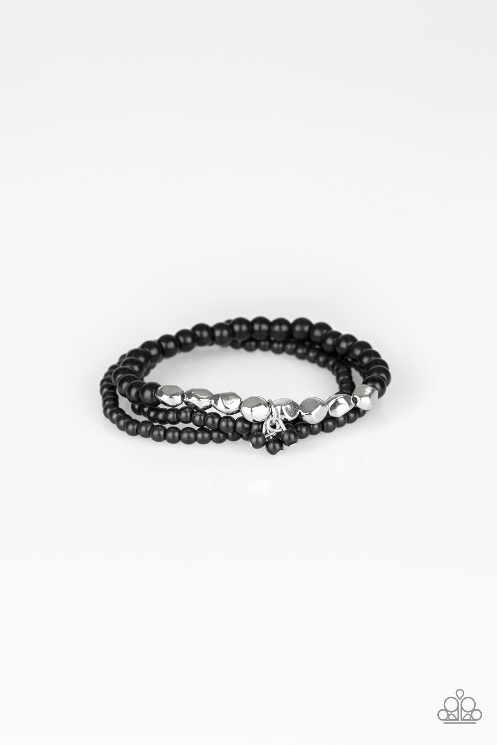 Tour de Tranquility - Paparazzi - Black Stone Bead Stretchy Bracelet