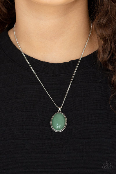 Tranquil Talisman - Paparazzi - Green Stone Oval Pendant Necklace