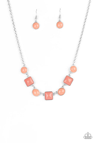 Trend Worthy - Paparazzi - Orange Coral Geometric Bead Necklace