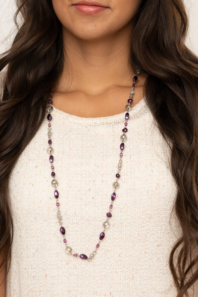 Twinkling Treasures - Paparazzi - Purple Pearl and Silver Bead Necklace