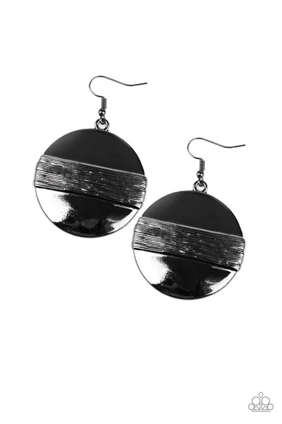 Ultra Uptown - Paparazzi - Black Gunmetal Disc Earrings