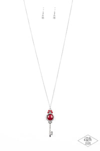 Unlock Every Door - Paparazzi - Red Moonstone Key Pendant Necklace