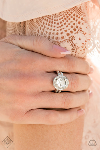 Unstoppable Sparkle - Paparazzi - White Rhinestone Oval Gem Ring