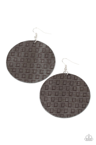 WEAVE Me Out Of It - Paparazzi - Silver Gray Woven Leather Earrings