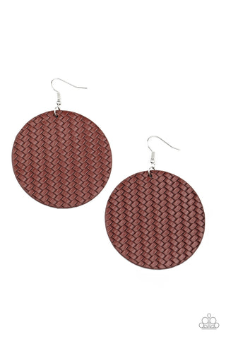 WEAVE Your Mark - Paparazzi - Red Cording Plaited Circle Earrings