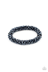 Wake Up and Sparkle - Paparazzi - Blue Metallic Bead Stretchy Bracelet