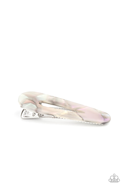 Walking on HAIR - Paparazzi - Silver Multi Iridescent Shell Hair Clip