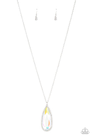 Watch Out For REIGN - Paparazzi - Multi Iridescent Teardrop Gem Necklace