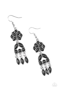 Which Way West - Paparazzi - Black Stone Floral Earrings