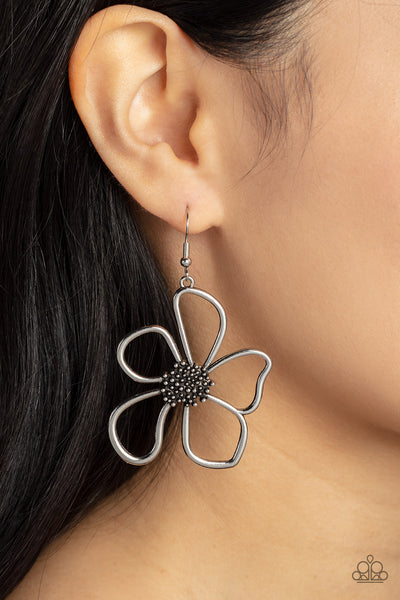 Wildflower Walkway - Paparazzi - Silver Flower Earrings