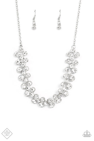 Won The Lottery - Paparazzi - White Rhinestone Layered Fashion Fix Necklace