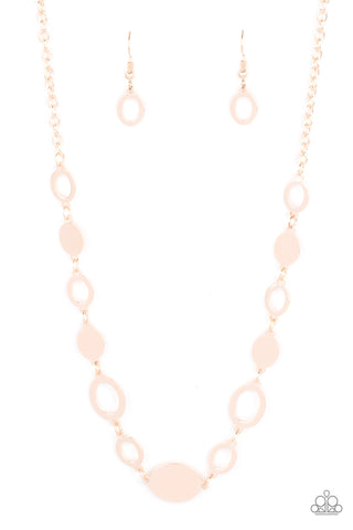 Working OVAL-time - Paparazzi - Rose Gold Disc and Oval Necklace