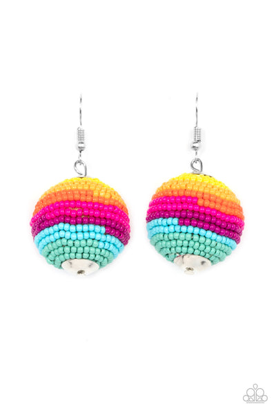 Zest Fest - Paparazzi - Multi Rainbow Seed Bead Earrings