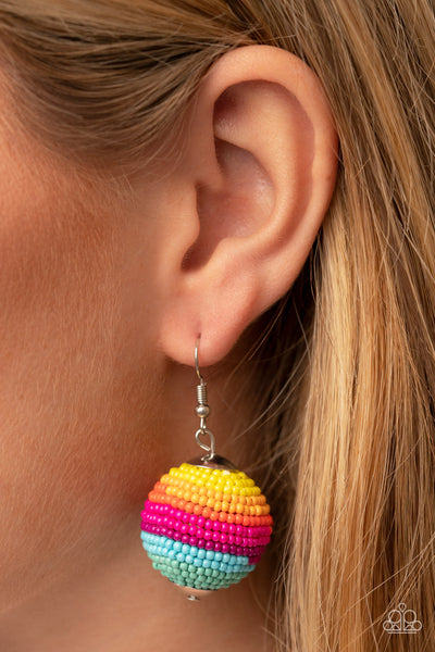 Zest Fest - Paparazzi - Multi Rainbow Seed Bead Earrings