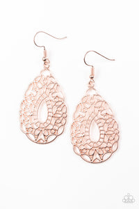 Wisteria Histeria - Paparazzi - Rose Gold Filigree Teardrop Earrings