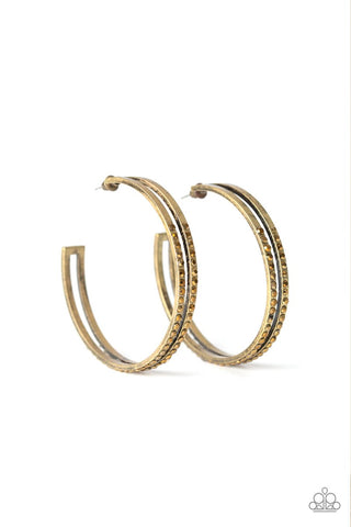 Double The Bling - Paparazzi - Brass Hoop Earrings