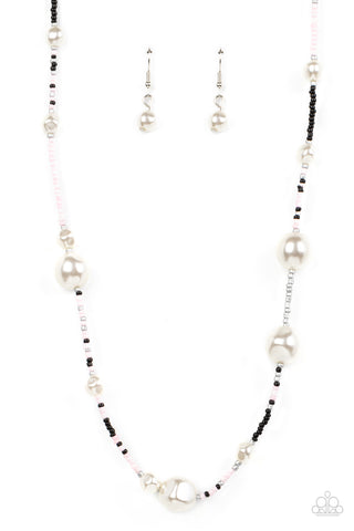 Modern Marina - Paparazzi - Pink and Black Seed Bead Pearl Necklace