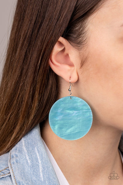 Cosmic Rainbow - Paparazzi - Multi Blue Iridescent Acrylic Circular Earrings