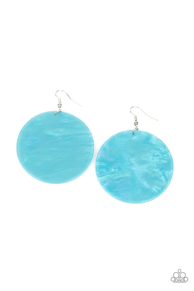 Cosmic Rainbow - Paparazzi - Multi Blue Iridescent Acrylic Circular Earrings