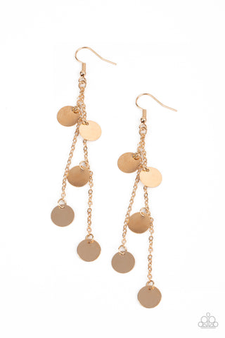 Take A Good Look - Paparazzi - Gold Disc and Chain Dangle Earrings