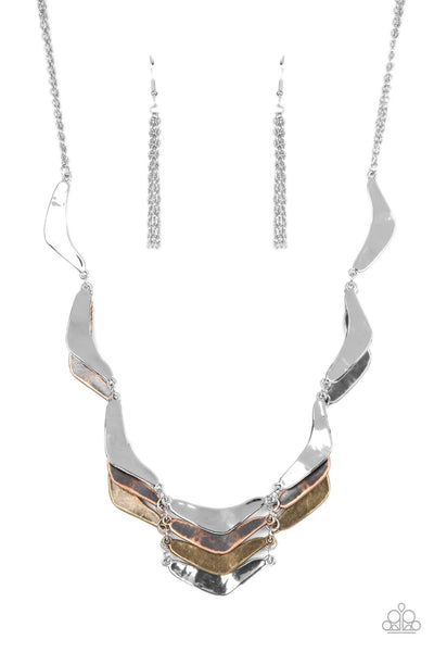 Mixed Metal Mecca - Paparazzi - Silver Copper Brass Plate Necklace