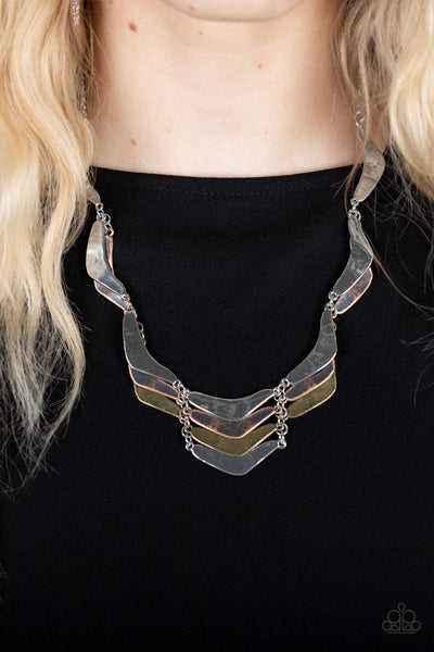 Mixed Metal Mecca - Paparazzi - Silver Copper Brass Plate Necklace