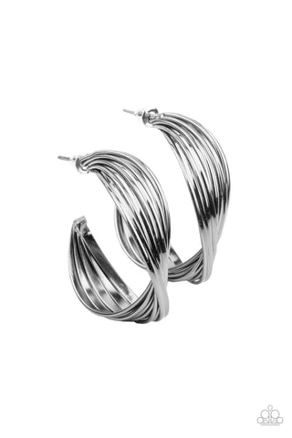 Curves In All The Right Places - Paparazzi - Black Gunmetal Wire Twist Hoop Earrings