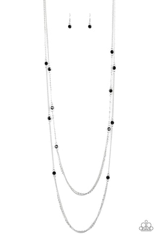 Sparkle Of The Day - Paparazzi - Black Rhinestone Silver Layered Necklace
